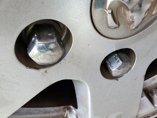 Banged up lug nuts