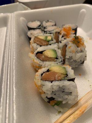 Salmon Avocado Roll, Yellowtail & Scallion Roll