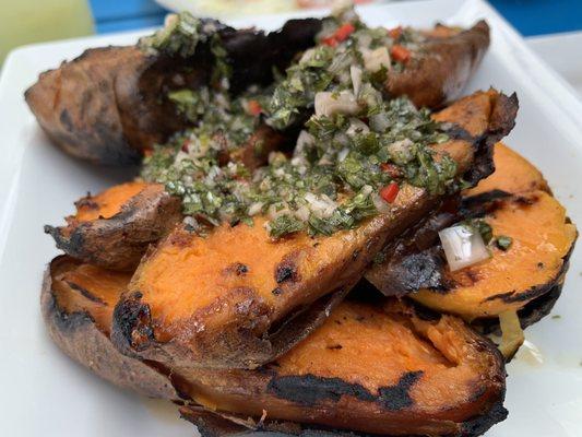 Grilled Sweet Potato Fingerlings with Chimichurri