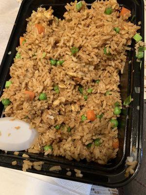 Shrimp fried rice. Had to dig through to find the shrimp. Also it's spicy for some reason.