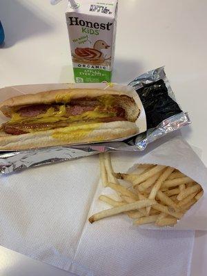 Kids hot dog meal