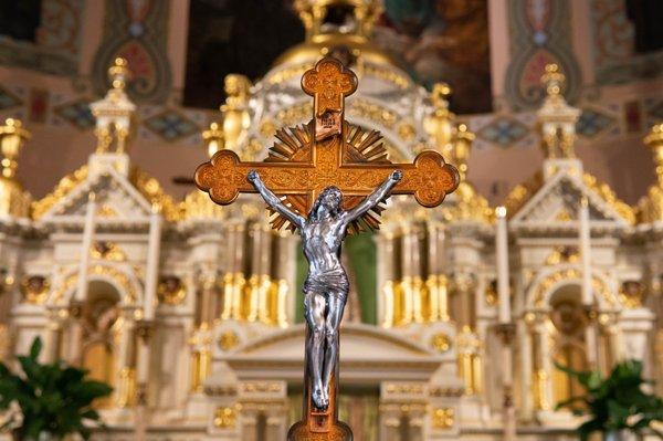 Cross on the altar of sacrifice.