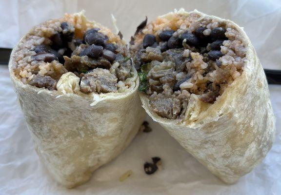 Carne Asada burrito with black beans