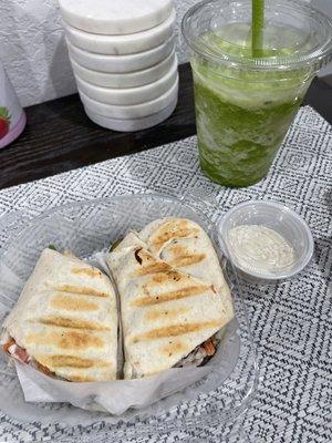 Turkey wrap and smoothie