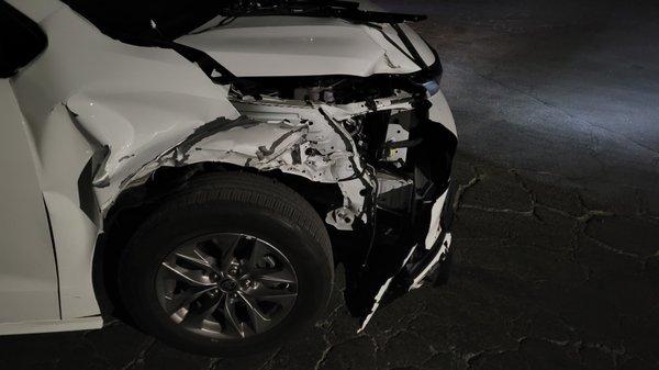 My rental car after running into a deer at 70mph near Shasta Lake