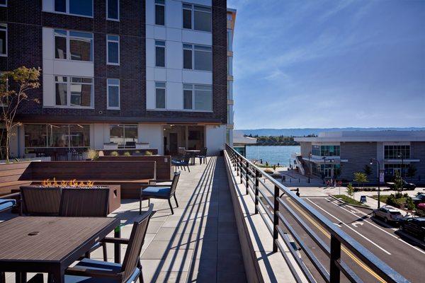 Waterfront view off courtyard