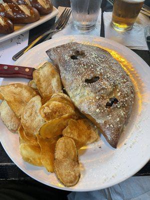 Stromboli and homemade chips