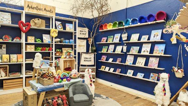 We are kid-friendly! Let your LOs read and play in our kid's room chock-full of books, games, finger puppets, instruments, and more.