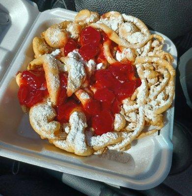 Funnel cake with strawberries