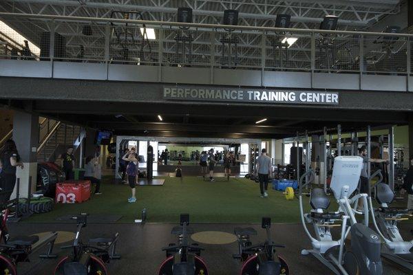 Shot from the first floor cardio area into the Performance Training Center