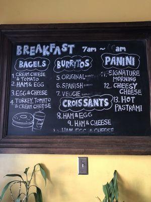 Breakfast menu