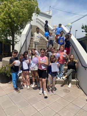 The famous "Egg Drop" in science challenges the third-graders to think outside the box!