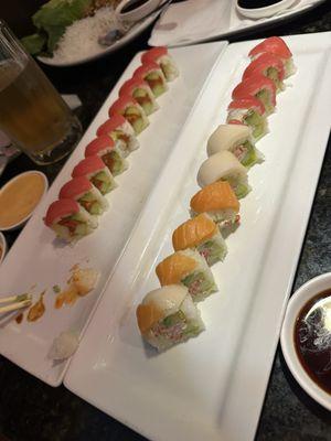 Red Dragon Roll and Rainbow Roll