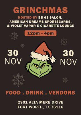 Come out and get pics with the Grinch and shop
For small biz Saturday!!