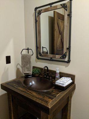 This single sink vanity was custom made and installed for a customer.