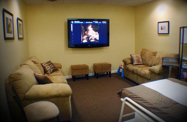 Scanning room with plenty of comfortable seating for family and friends.