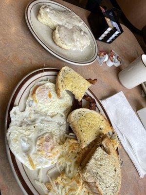 2 Biscuits & Sausage Gravy along with the Weekday Special with 2 eggs.