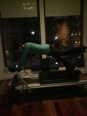 Laura on the Reformer in Single Leg Long Stretch