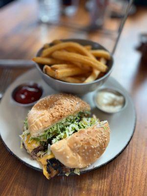 John T. Edge Burger with fries