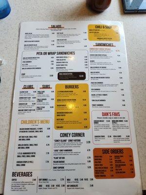 Menu as of 6/24/23