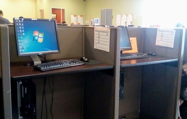 Free computer stations.  Too bad it's mandatory for benefits recipients to register on their website.