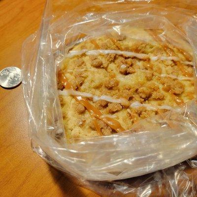 Enormous apple pie cookie (nickel for comparison)