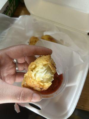 Cold Uncooked mozzarella stick