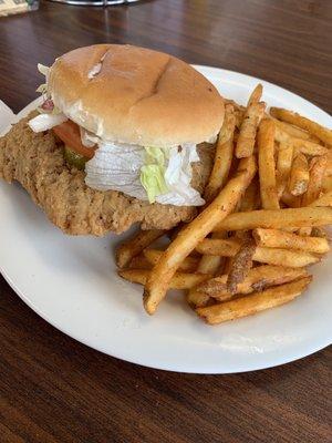 Crispy Chicken Sandwich with seasoned fries.