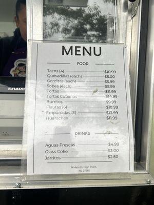 Menu Prices