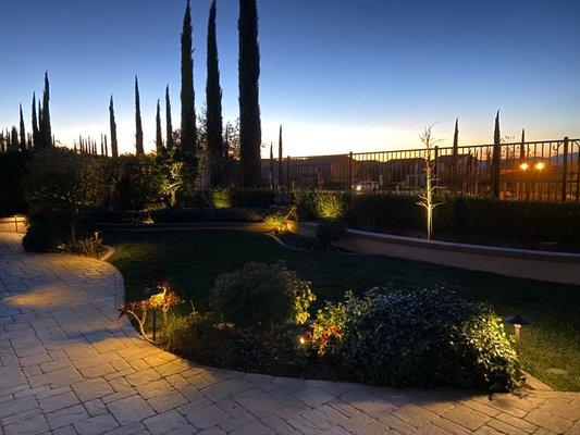 Curious what your backyard will look like with new outdoor lighting- here's a peek! Morgan hill at sunset.