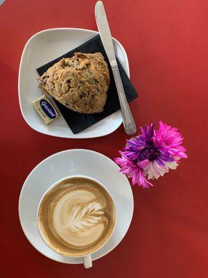 Wintery-Spiced latte and Blueberry Scone