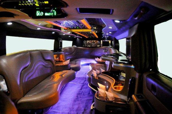 20 Passenger H2 Hummer Black - interior