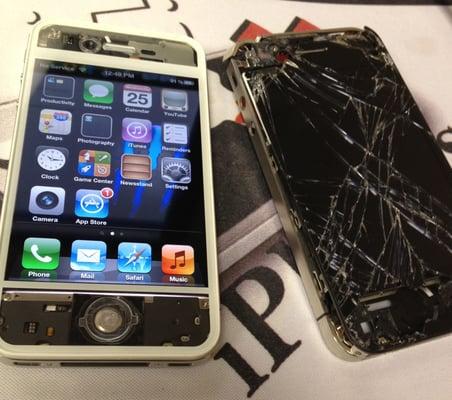 iPhone 4S repaired and converted to see through white.