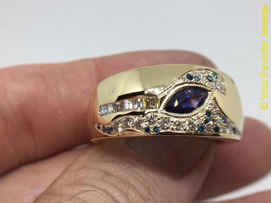 Custom Diamond and Sapphire ring using customer's heirloom jewelry