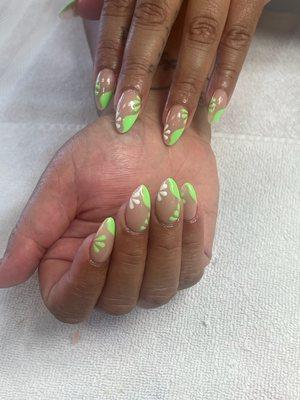 Short Nails with Flower Design - Done by Kenny