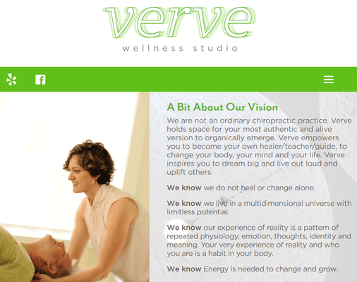 One-Page Responsive custom web design completed for Verve Wellness Studio.