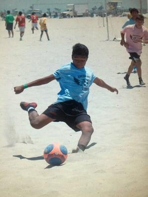 Don't worry this is beach soccer not at our soccer park