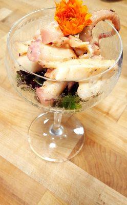 Cold sous vide octopus, blood orange, and herb salad