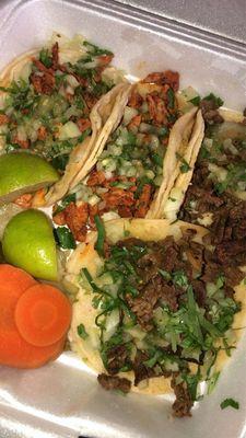 Chicken & carne asada tacos