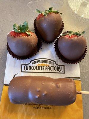 Just a snack. Choc cov strawberries and choc cov marshmallows