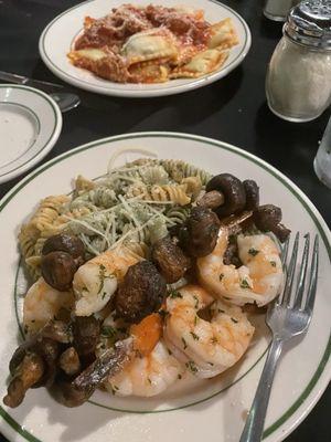 Shrimp Scampi and Beef Tortellini with Meat Sauce ...Delicious