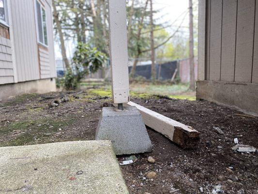 A load bearing column from a staircase that fell out