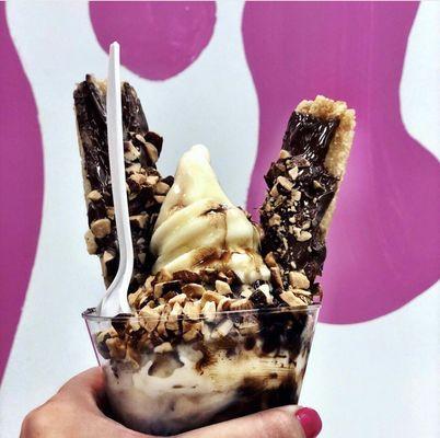 The Nutella & Fudge Churro Sundae at Paradise 808 at Ohana Hale Marketplace