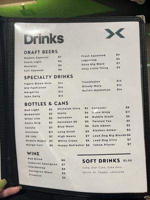 Drink menu