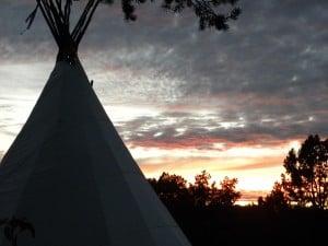 tipi at sunset in a magical vortex  in sedona