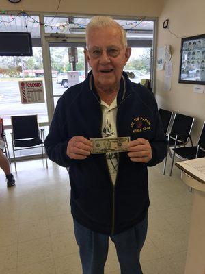 Tom was one of 50 dollar winners in a Christmas drawing