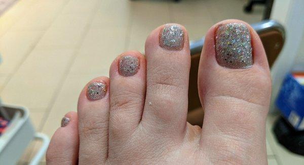 My silver glitter toes