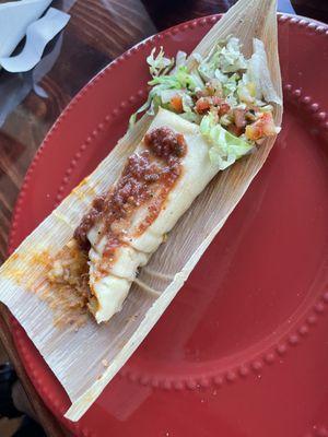 Pork Tamale a la cart. We added the salsa.