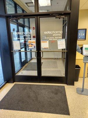 The front entrance to octapharma plasma