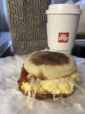 Egg, cheese and bacon $8